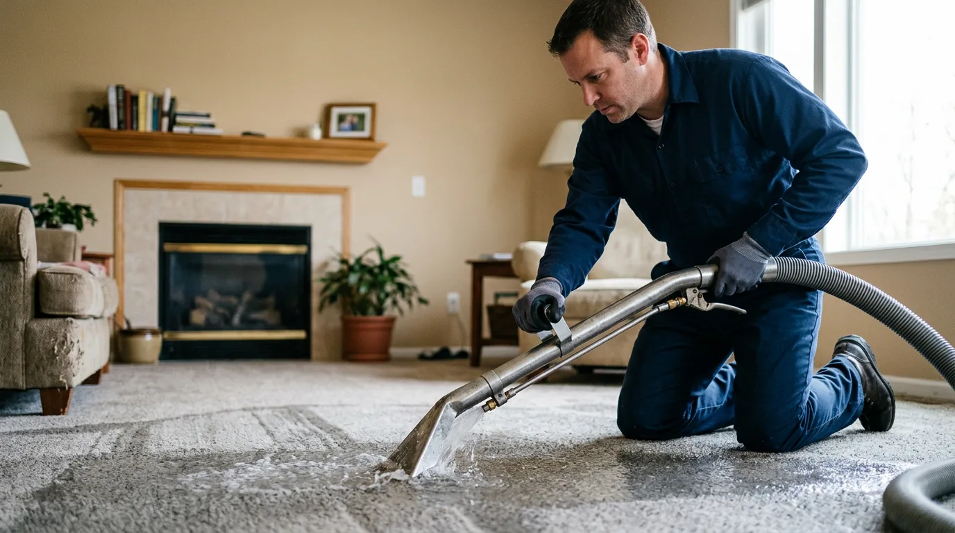 Water damage restoration technician working near Gillett Grove, IA